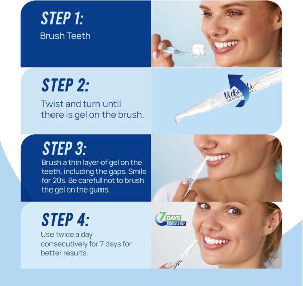 VieBeauti Teeth Whitening Pen (3 Pcs), 30+ Uses, Effective, Painless, No Sensitivity, Travel-Friendly, Easy to Use, Beautiful White Smile, Mint Flavor - Image 4