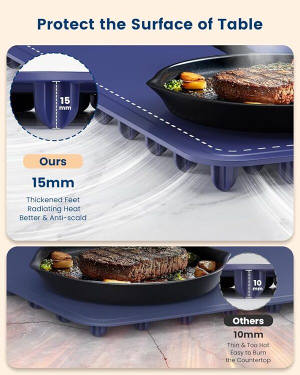 Food Warming Mat - Fast Heating Silicone Electric Warming Tray with 4 Level Temperature, Raised Feet Protects Table, Roll Up Buffet Hot Plates Heat Pad, Portable Food Warmer for Parties Home Travel - Image 5
