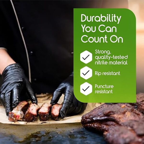 Inspire Black Nitrile Gloves HEAVY DUTY 6 Mil Nitrile Chemical Resistant Medical Cooking Cleaning Disposable Black Gloves - Image 5