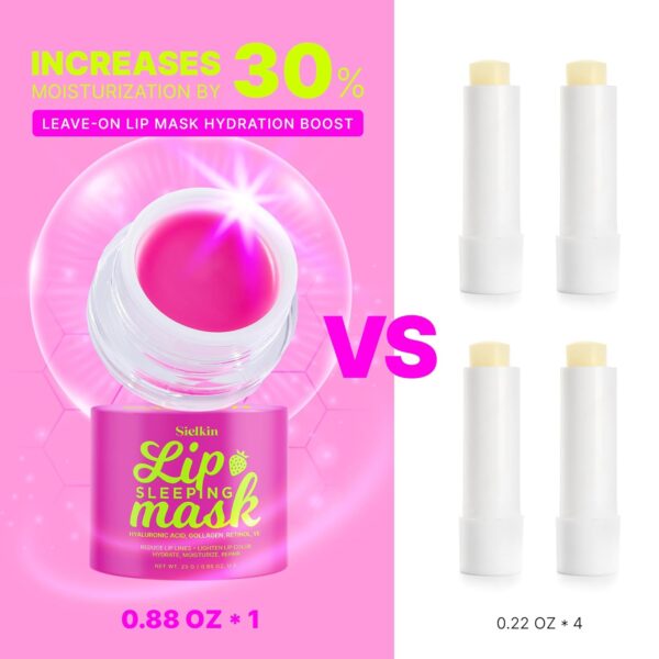Overnight Lip Mask Lip Butter Balm: 24hrs Hydrating Repair Treatment Lip Sleeping Mask - Hyaluronic Acid/Shea Cocoa Seed Butter/Beeswax/Vitamins for Chapped Dry Lips Care/Moisturizer - Fade Lip Lines - Image 5