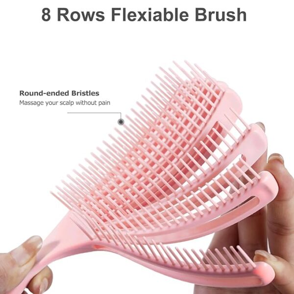 Detangler Brush for Curly Hair, Hairbrush Set for Wet Dry Curl Straight Thick Thin, Pain-Free Hair Brushing, Small Size for Travelling, Curly Brush for Women Men Kid (Pink and Blue) - Image 5