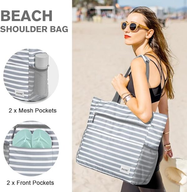 G4Free Beach Bag, Waterproof Sandproof Beach Tote Bag, Large Capacity Foldable for Women - Image 4