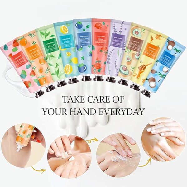 10 Pack Hand Cream for Dry Cracked Hands,Mothers Day Gifts,Teacher Appreciation Gifts,Nurses Week Gifts,Birthday Gifts for Women,Natural Plant Fragrance Mini Hand Lotion Moisturizing Hand Care Cream - Image 2