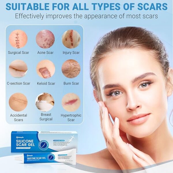 Silicone Scar Gel, Scar Cream, Advanced Scar Gel for Surgical Scars, Stretch Marks, Keloid Bump Removal, Old and New Scars 0.70oz (20g) - Image 3