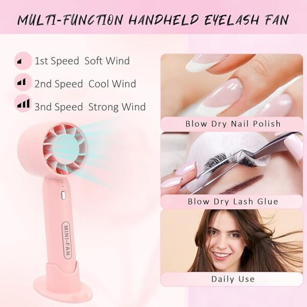 EMEDA Lash Shampoo Kit 2.02 fl oz Lash Cleaning Kit with Rechargeable Fan Dryer/Brush/Rinse Bottle, Oil-free Cleanser Wash for Extensions & Clusters & Natural Eyelashes, Cleaner for Eyelash Care - Image 2