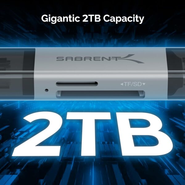 SABRENT SD Card Reader, High-Speed USB C to Micro SD Card Adapter, USB 3.0 OTG Dual Slots Memory Card Reader & 3.0 OTG – High Speed Micro SD Card Reader for SD, SDHC, SDXC, MMC, T-Flash (CR-BCA2) - Image 3