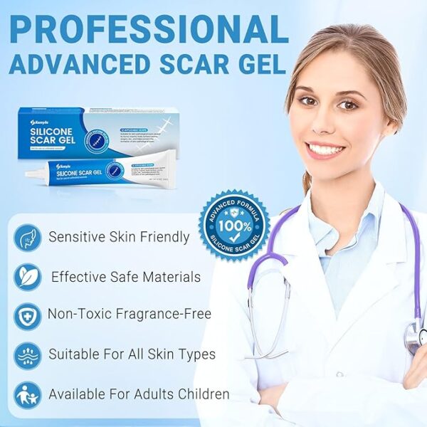 Silicone Scar Gel, Scar Cream, Advanced Scar Gel for Surgical Scars, Stretch Marks, Keloid Bump Removal, Old and New Scars 0.70oz (20g) - Image 5