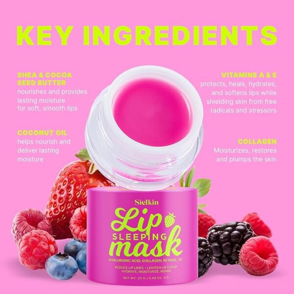Overnight Lip Mask Lip Butter Balm: 24hrs Hydrating Repair Treatment Lip Sleeping Mask - Hyaluronic Acid/Shea Cocoa Seed Butter/Beeswax/Vitamins for Chapped Dry Lips Care/Moisturizer - Fade Lip Lines - Image 7