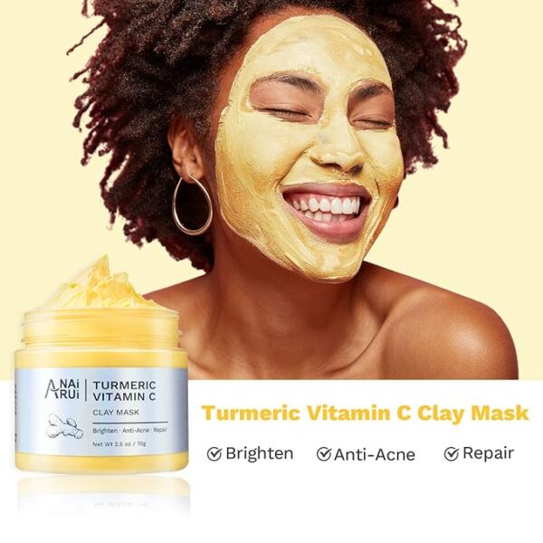 ANAI RUI Turmeric Vitamin C Clay Mask -Rose Facial Mask -Avocado Green Tea Mud Mask,Facial Mask Skincare for Deep Cleansing,Purify Pores, SPA Mask Set, Facial Mask Set Gifts Set 2.5 oz each - Image 5