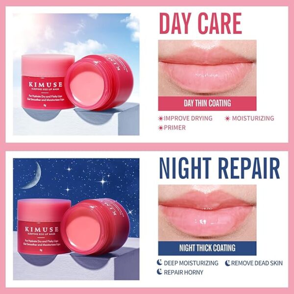 KIMUSE Lip Mask Set, 4PCS Lip Sleeping Mask Overnight Treatment Lip Care Products, Moisturize & Nourish, Cracked Dry Lips, Intense Hydration with Shea Butter (SET) - Image 4