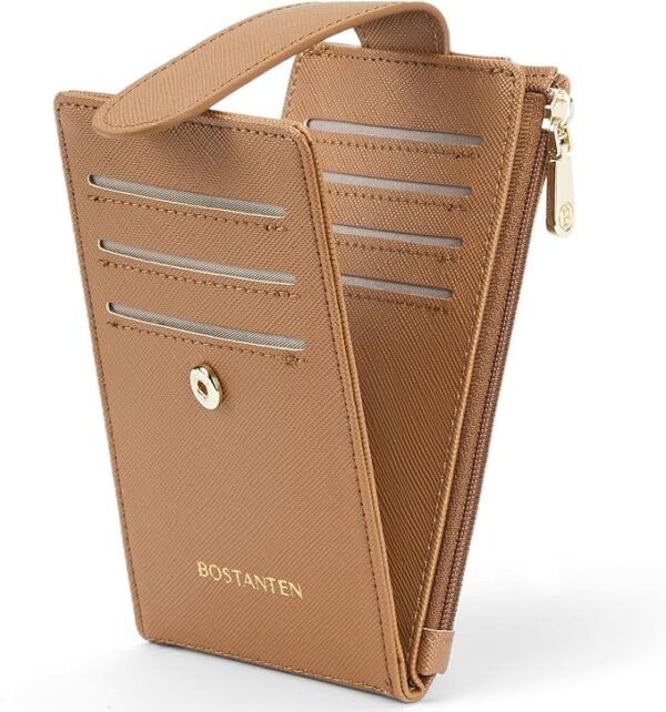 BOSTANTEN Leather Wallets for Women RFID Blocking Slim Bofild Purse Card Holder with Zipper Pocket