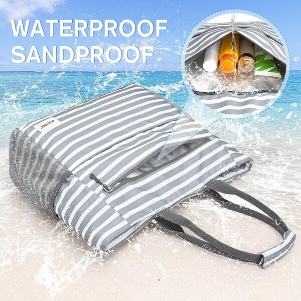 G4Free Beach Bag, Waterproof Sandproof Beach Tote Bag, Large Capacity Foldable for Women - Image 2