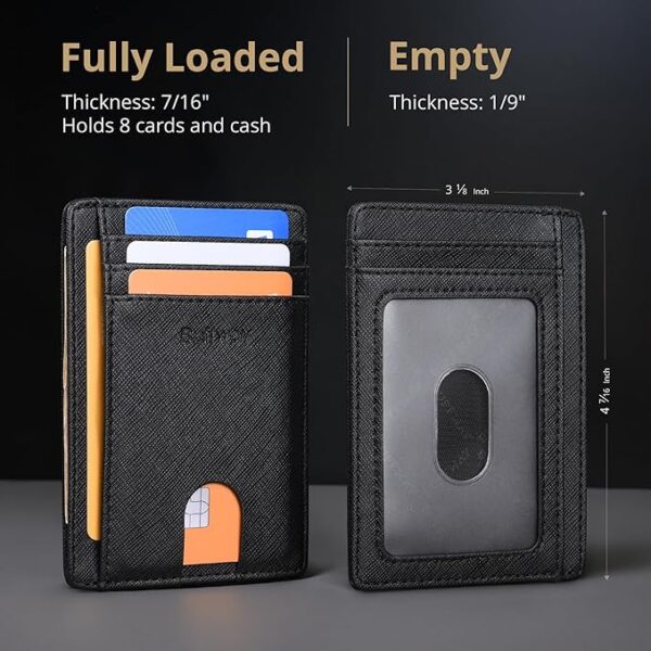 Buffway Slim Minimalist Front Pocket RFID Blocking Leather Wallets for Men and Women - Image 3