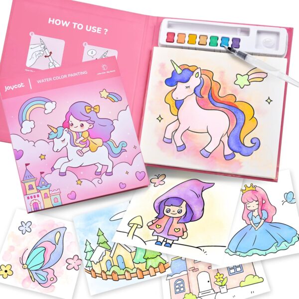 JoyCat Paint with Water Coloring Books for Toddlers, Watercolor Painting Sets for Kids Ages 3-5 4-8, Arts and Crafts Drawing Activities Toy Birthday Gift for Boys Girls (Unicorn) - Image 4