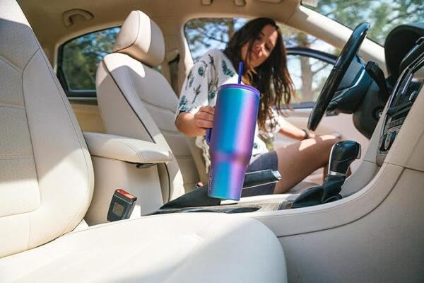 IRON °FLASK Co-Pilot Insulated Mug w/Boot, Straw & Flip Cap Lids - Cup Holder Bottle for Hot, Cold Drink - Leak-Proof - Water, Coffee Portable Travel Mug - Azure Mist, 40 Oz - Image 7
