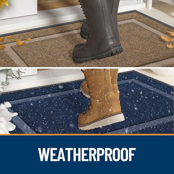 OLANLY Front Door Mat Indoor Outdoor Entrance, Waterproof All-Season, All-Weather Doormat, Sturdy Natural Rubber, Fade Resistant, Low Profile, Easy Clean Patio Porch Entryway Mat, 29.5x17, Black - Image 6