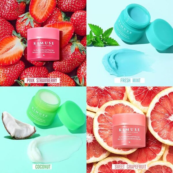KIMUSE Lip Mask Set, 4PCS Lip Sleeping Mask Overnight Treatment Lip Care Products, Moisturize & Nourish, Cracked Dry Lips, Intense Hydration with Shea Butter (SET) - Image 5