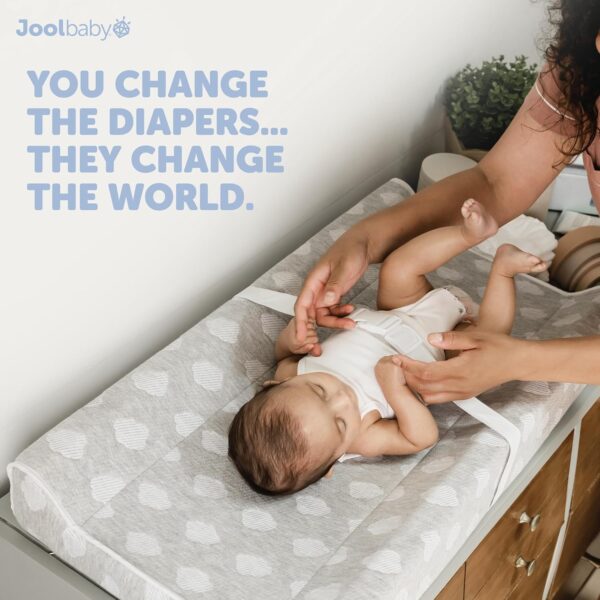 Jool Baby Soft Changing Pad + Washable Cover, Non-Slip - Fits Standard Changing Tables & Dressers (Gray) - Image 3