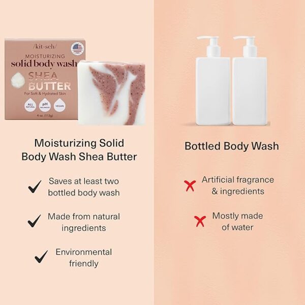 Kitsch Shea Butter Body Wash | Exfoliating Bar Soap for Women & Men | Moisturizing Shea Butter Bar Soap for Soft and Hydrated Skin | All Natural, Paraben Free and Vegan | Made in USA - 4 oz - Image 4