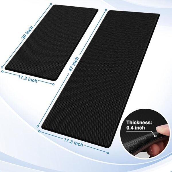 StepRite Kitchen Mats, 2PCS Kitchen Rugs, Cushioned Anti Fatigue Kitchen Mats for Floor, Non-Slip Standing Desk Mat, Waterproof Kitchen Rug Set for Kitchen, Floor, Office, 17.3"x30"+17.3"x47", Black - Image 7