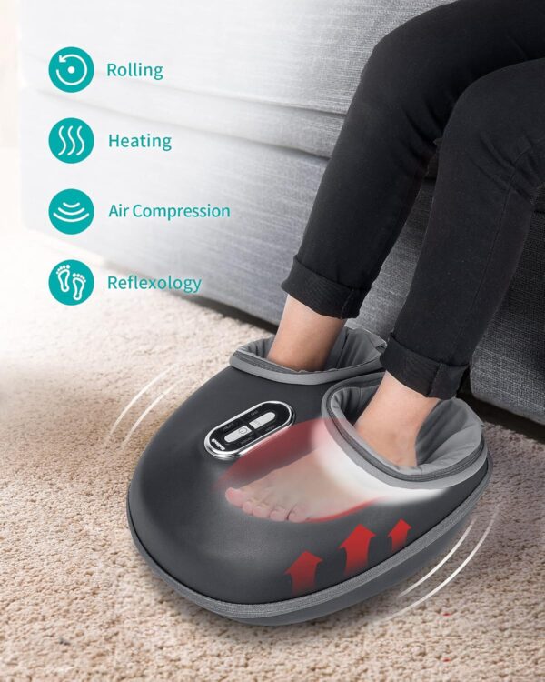 Nekteck Shiatsu Foot Massager Machine with Soothing Heat, Deep Kneading Therapy, Air Compression, Improve Blood Circulation and Foot Wellness,Relax for Home or Office Use(Gray) - Image 3