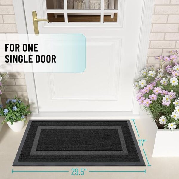 OLANLY Front Door Mat Indoor Outdoor Entrance, Waterproof All-Season, All-Weather Doormat, Sturdy Natural Rubber, Fade Resistant, Low Profile, Easy Clean Patio Porch Entryway Mat, 29.5x17, Black - Image 8