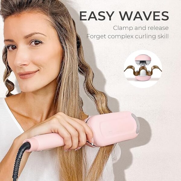Curling Iron Hair Crimper Waver - TYMO ROVY Beach Waves Curling Wand, Ionic Deep Waver Hair Curler Tool with Ceramic 3 Barrel for Women, Dual Voltage, Anti-Scald, Easy to Use, Pink, 1.25 Inch - Image 6