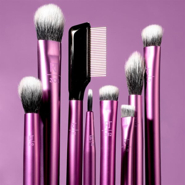 Real Techniques 8 Piece Everyday Eye Essentials Makeup Brush Set, Eye Brushes for Eye Liner, Eyeshadow, Brows, & Lashes, Travel Friendly, Gift Set, Synthetic Bristles, Cruelty-Free & Vegan - Image 7