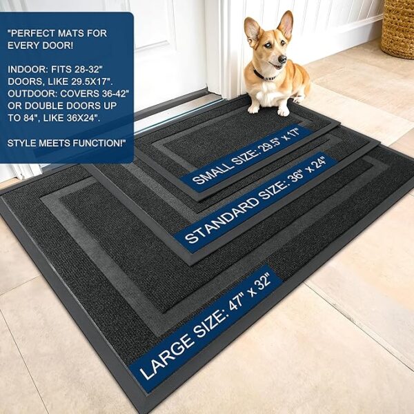 OLANLY Front Door Mat Indoor Outdoor Entrance, Waterproof All-Season, All-Weather Doormat, Sturdy Natural Rubber, Fade Resistant, Low Profile, Easy Clean Patio Porch Entryway Mat, 29.5x17, Black - Image 7